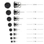 Cubic Zirconia Round Black Stud Earrings Set Of 4 Stainless Steel Jewelry Men Women