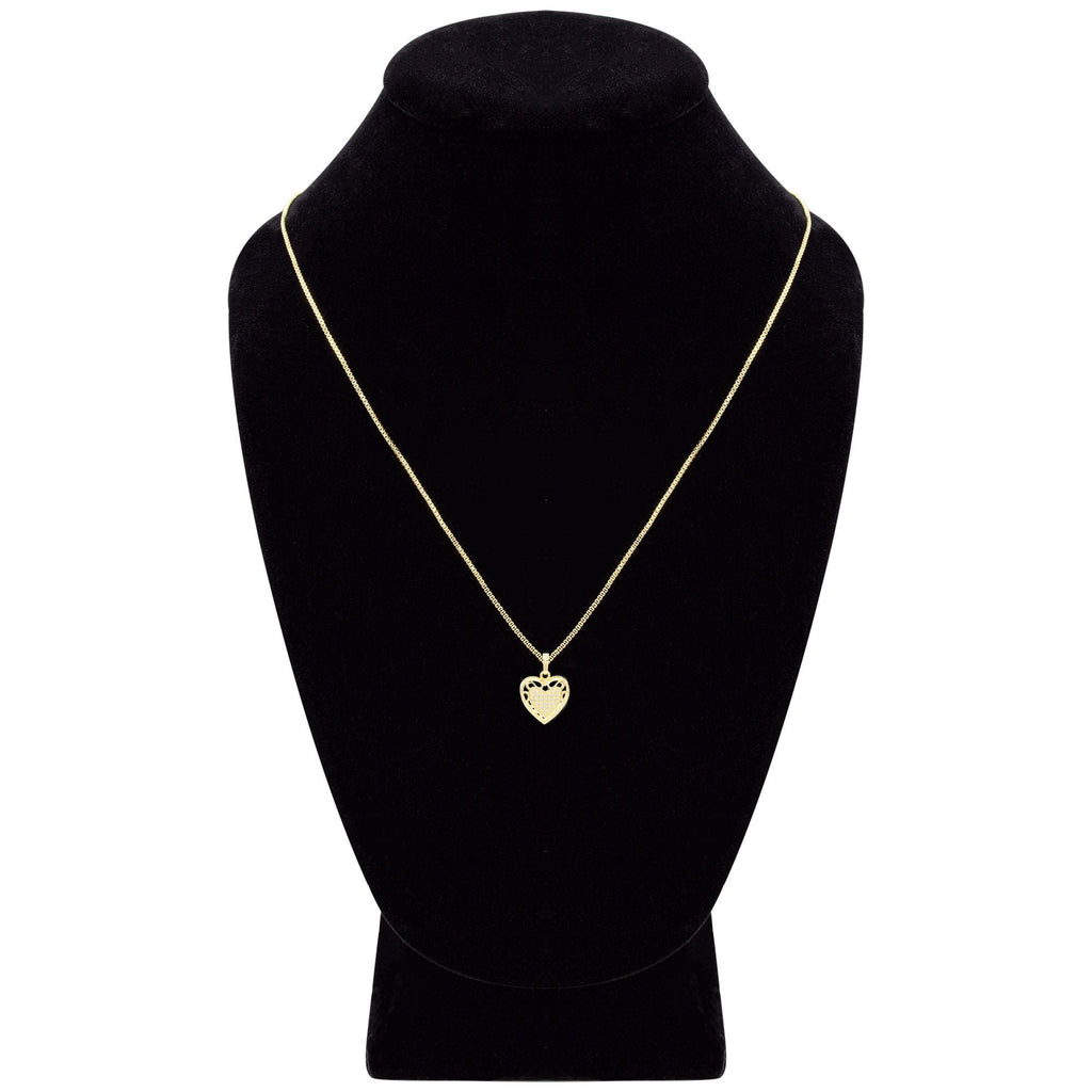 Cubic Zirconia 14K Gold Filled Hollow Heart Pendant Necklace Set