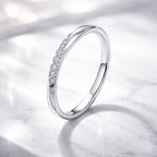 925 Sterling Silver Pavé Set CZ Platinum Plated Ring Size 6 for Women