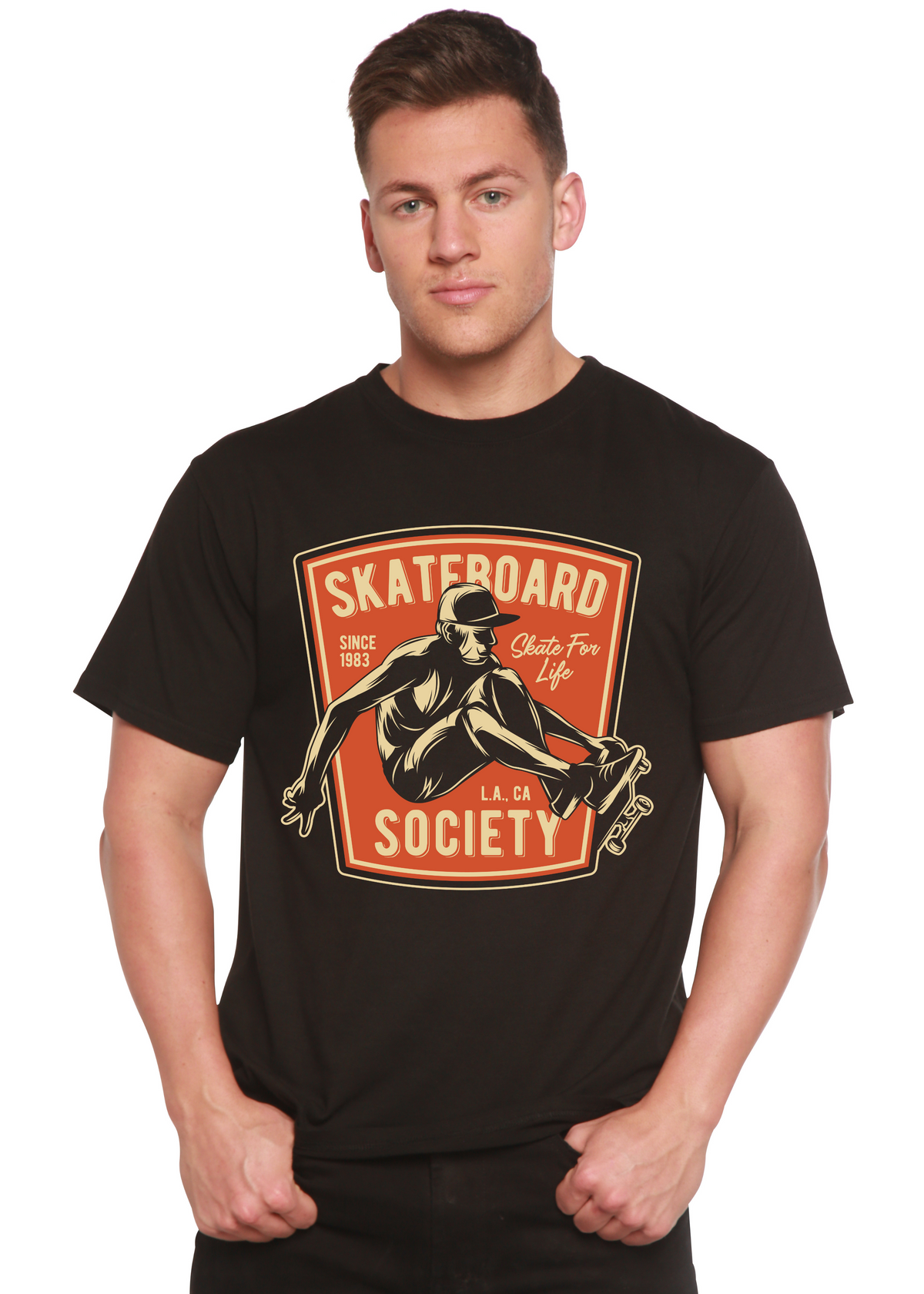 Skateboard Society Men's Bamboo Viscose/Organic Cotton Short Sleeve Graphic T-Shirt