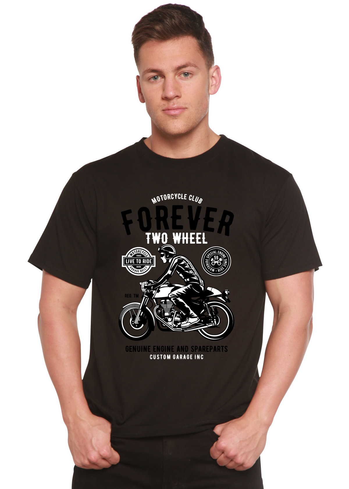 Forever Two Wheel Men's Bamboo Viscose/Organic Cotton Short Sleeve Graphic T-Shirt