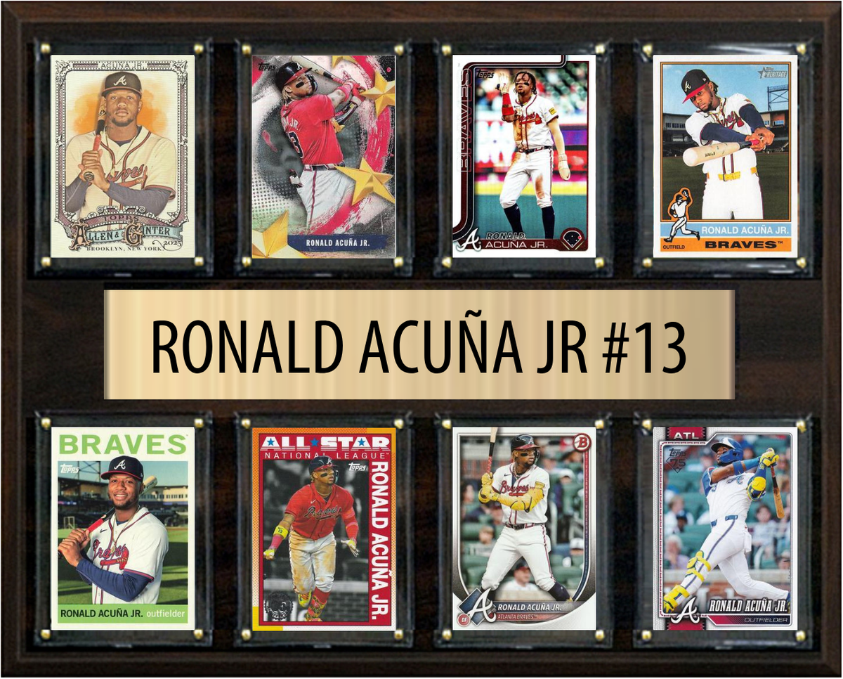 Ronald Acuna Jr Atlanta braves Fan Gift Plaque 12x15 8 Cards Topps Bowman 2024 2025 2026