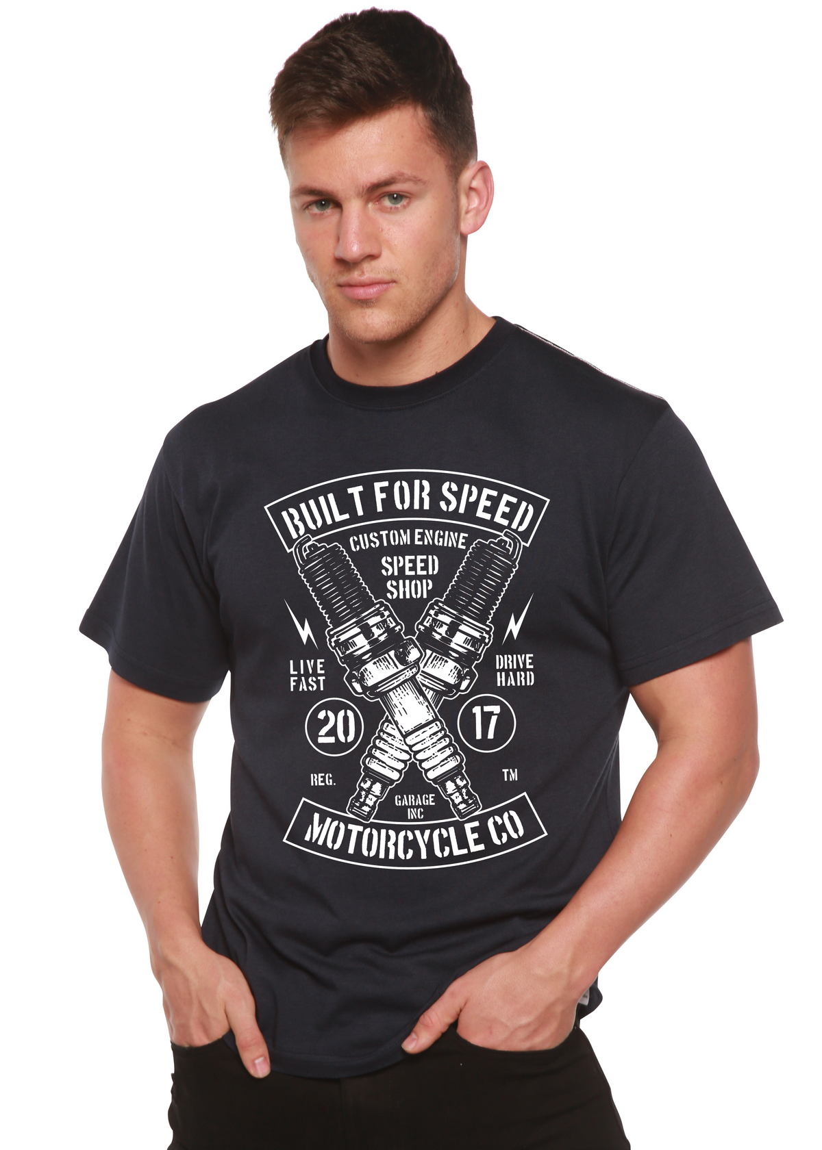 Built For Speed Men's Bamboo Viscose/Organic Cotton Short Sleeve Graphic T-Shirt