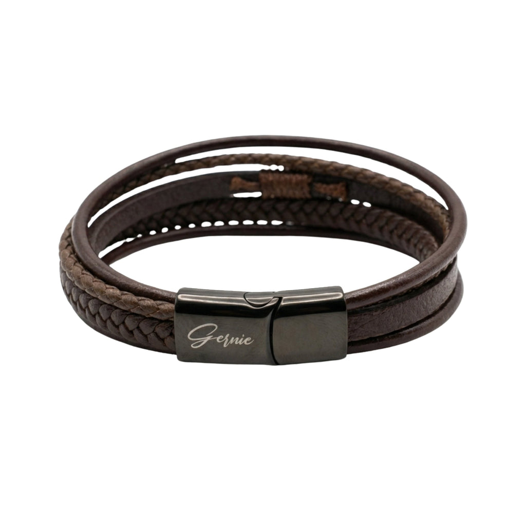 Premium Leather 5-Strap Pasadena Men's Wrap Bracelet