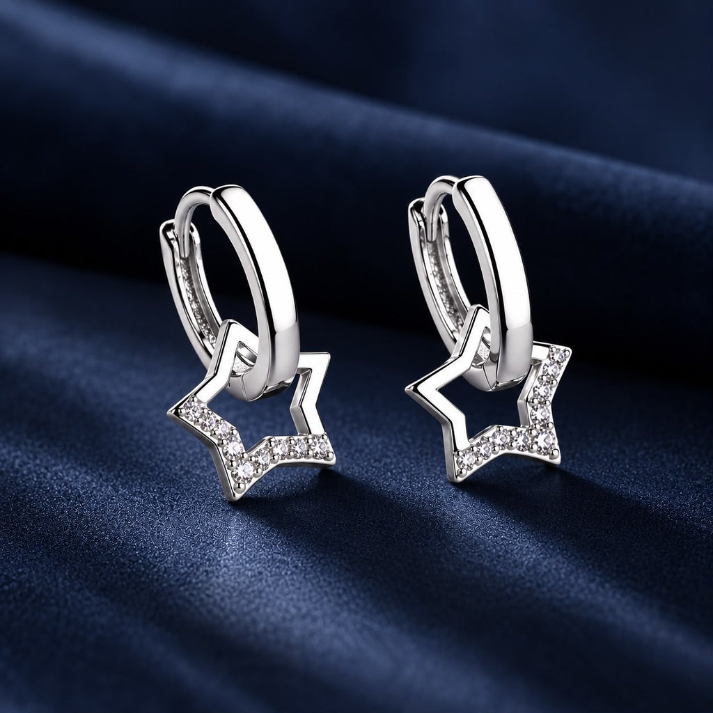 S925 Sterling Silver Plated Platinum CZ Earrings for Women