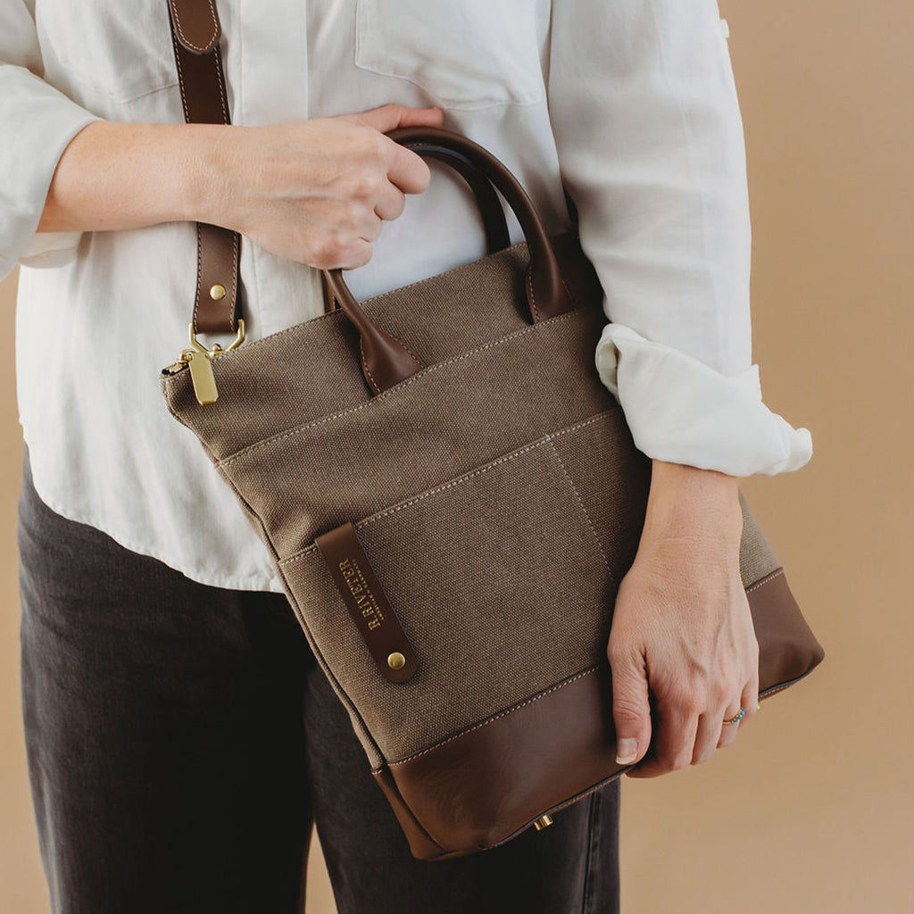 Otto Tote | Chocolate Washed Canvas + Brown Leather