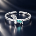 925 Sterling Silver White Gold Plated Transparent Glass Enamel Size E Ring for Women