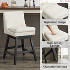 Upholstered Swivel Bar Stools With (Set of 2) - Cream White