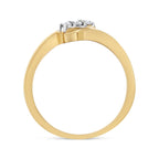 10K Yellow Gold over .925 Sterling Silver 1/10 Cttw Diamond Three-Stone Bypass Fashion Cocktail Ring ( I-J Color, I2-I3 Clarity) - Size 6