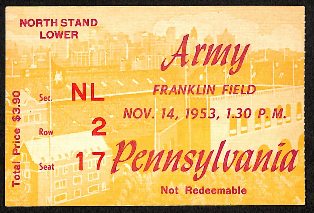 November 14, 1953 Army vs Penn Quakers College Football Game Ticket Stub 190199