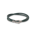 Lash Double Wrap Woven Leather Bracelet // Green