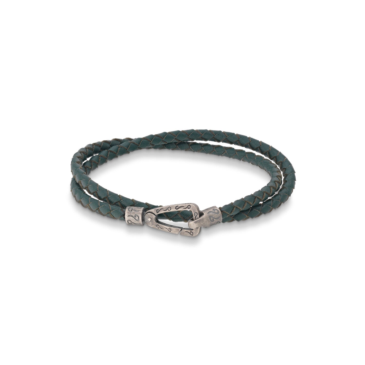Lash Double Wrap Woven Leather Bracelet // Green