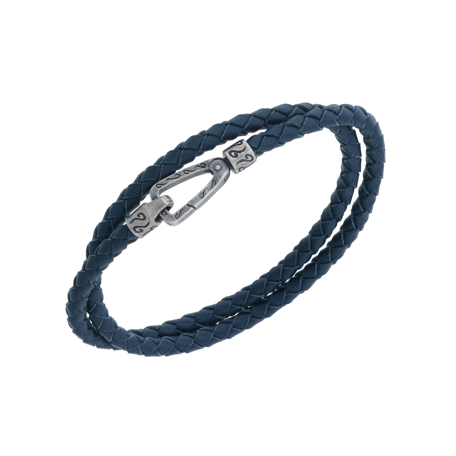Lash Double Wrap Woven Leather Bracelet // Blue