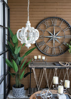 Farmhouse Chandelier, 6 Light Wood Chandelier Living Room Entryway