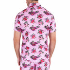 Island Time Short Sleeve Button Up Shirt // Pink