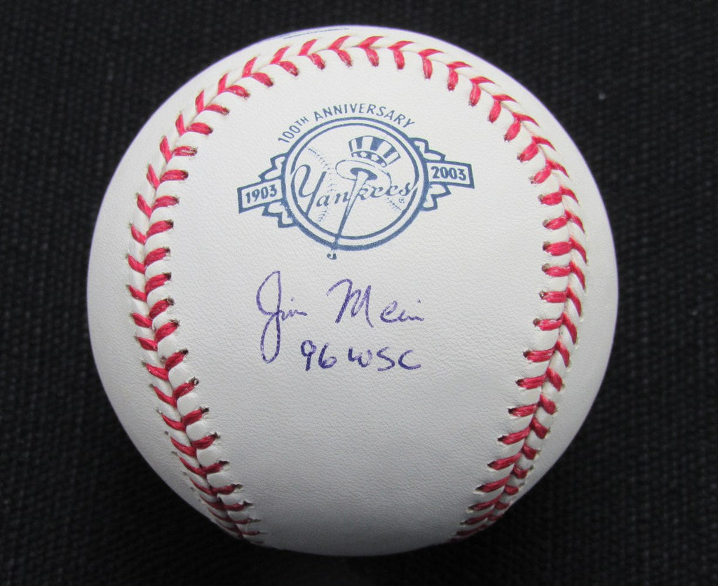 Jim Mecir Signed/Auto Yankees 100th OML Baseball JSA Inscr  186969
