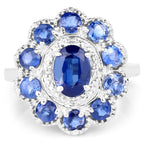 2.47 Carat Genuine Kyanite & White Topaz .925 Sterling Silver Ring