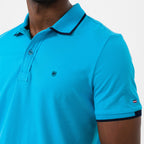 Marcelo Short Sleeve Polo Shirt // Turquoise + Navy