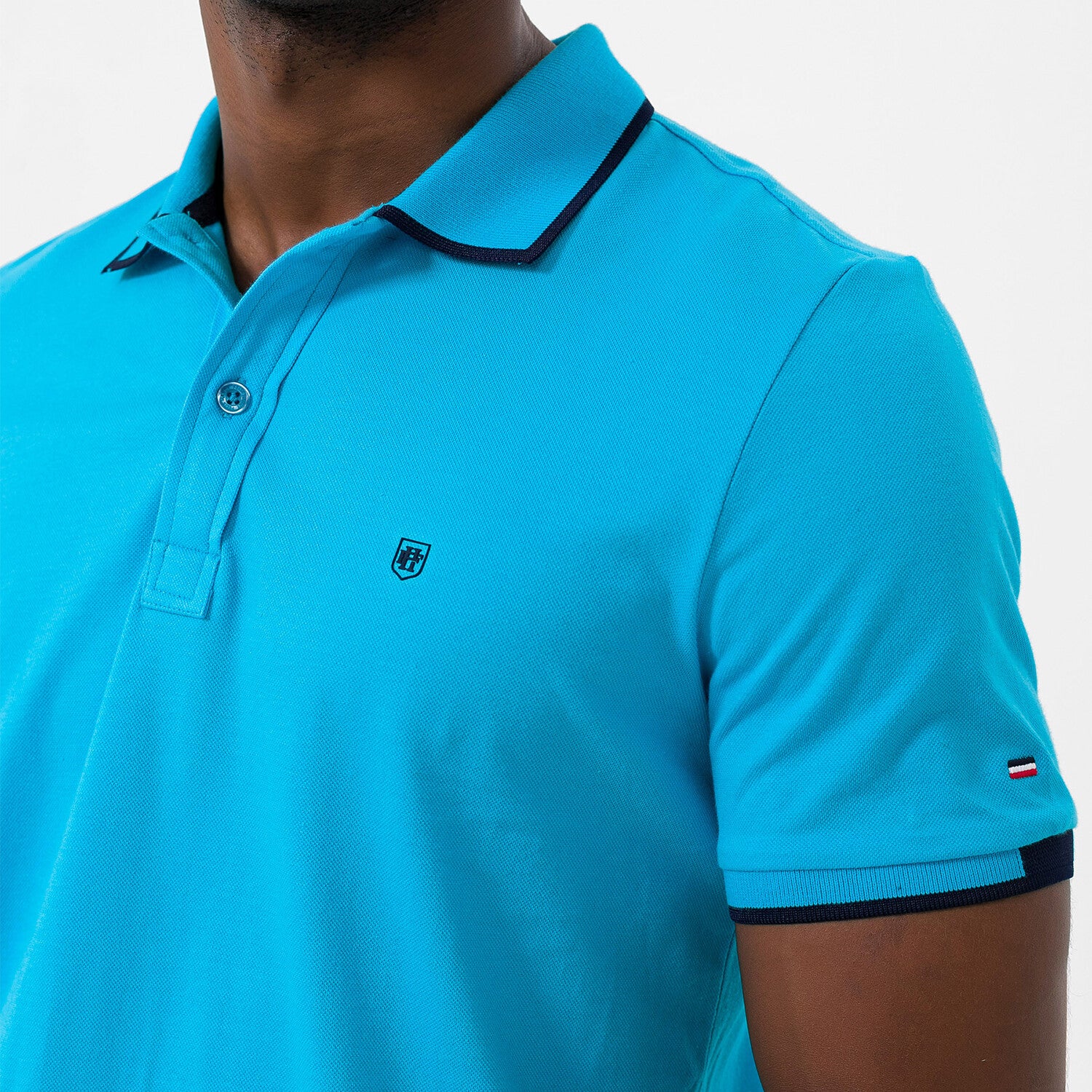 Marcelo Short Sleeve Polo Shirt // Turquoise + Navy