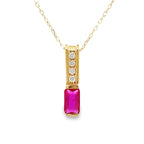 Created Ruby Diamond Fashion Pendants 10KT Yellow Gold