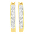 10K Yellow Gold 1/2 Cttw Invisible Set Princess-cut Diamond Hoop Earrings (H-I Color, SI2-I1 Clarity)