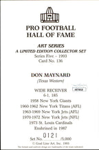 Don Maynard HOF Autographed Goal Line Art GLAC Postcard New York Jets JSA