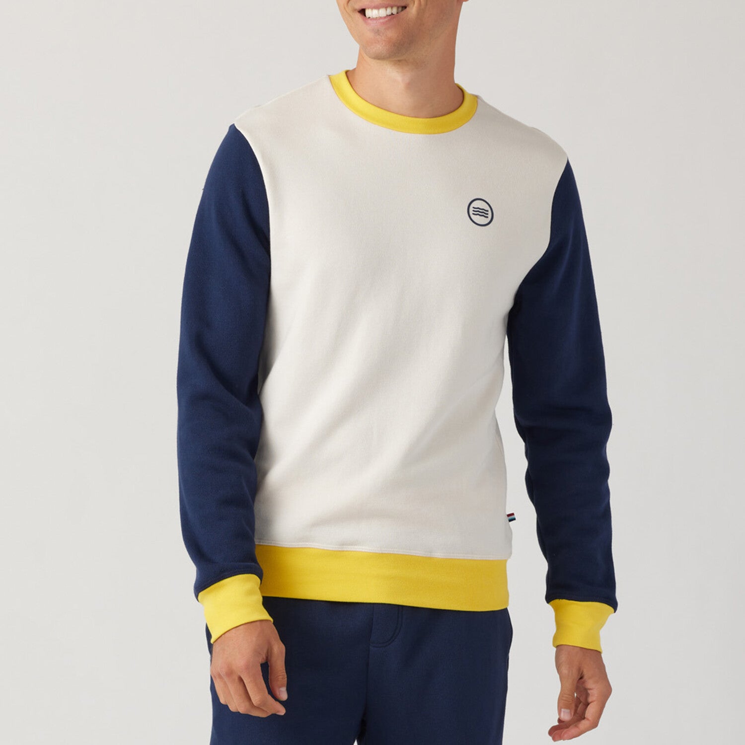 Color Block Pullover // Ecru + Blue + Yellow
