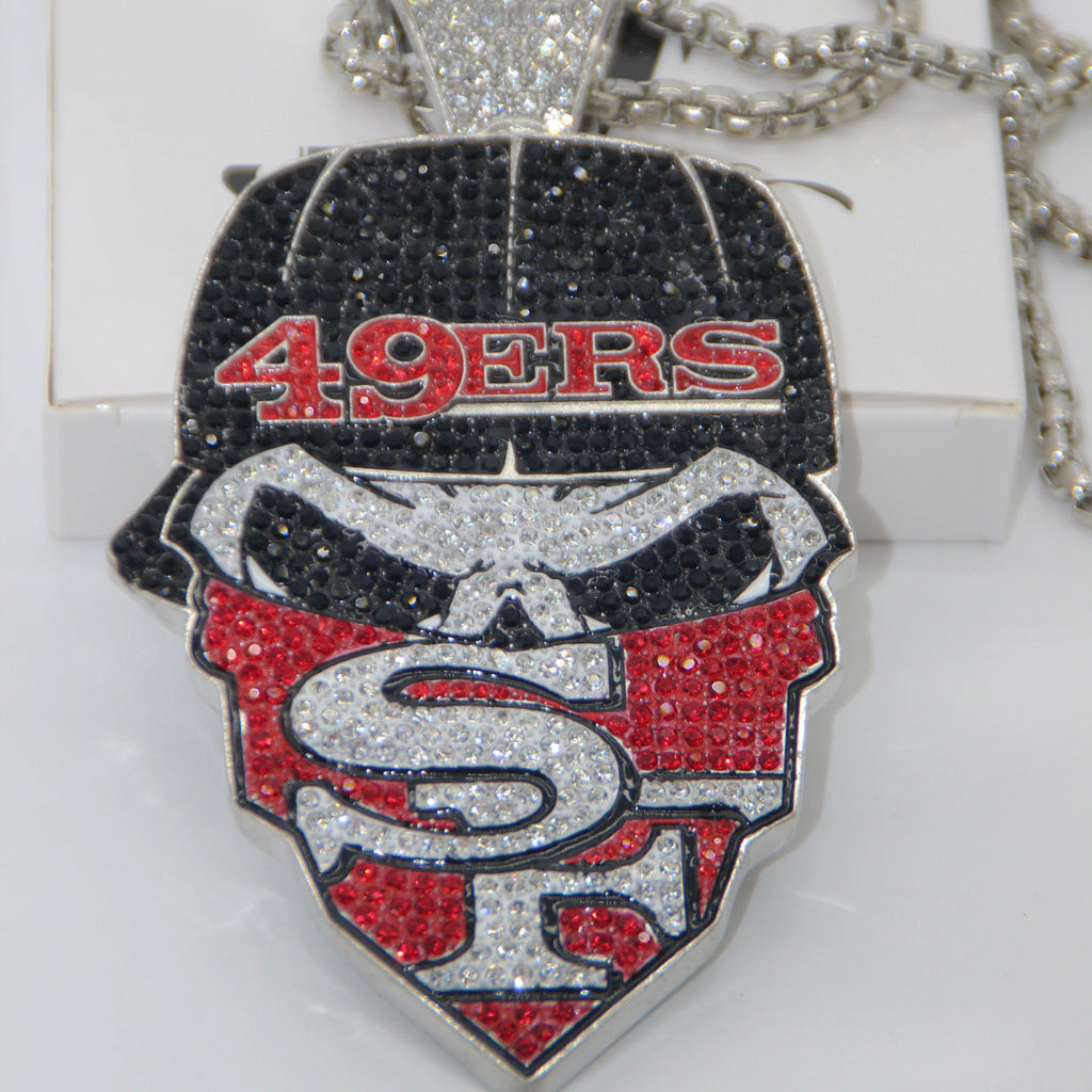 Newest Sports Team Logo Bandit Skull  Pendant Necklace – Iced Out Hip Hop Jewelry for True Fans