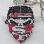 Newest Sports Team Logo Bandit Skull  Pendant Necklace – Iced Out Hip Hop Jewelry for True Fans