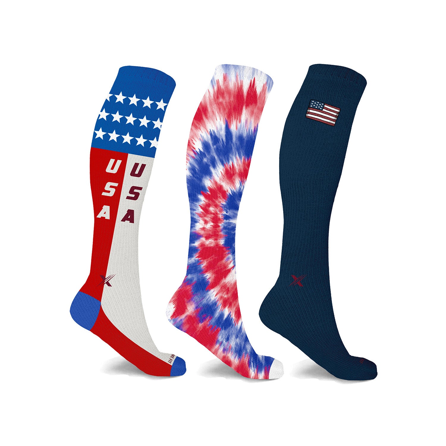 3-Pairs // Premium Ultra Soft Patriotic Compression Socks // Multi Pattern