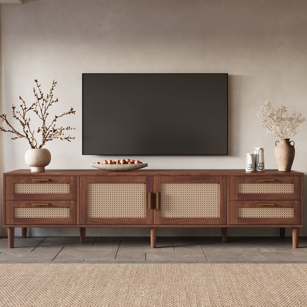 TV Stand, Media Console With 4 Drawers - Dark Brown