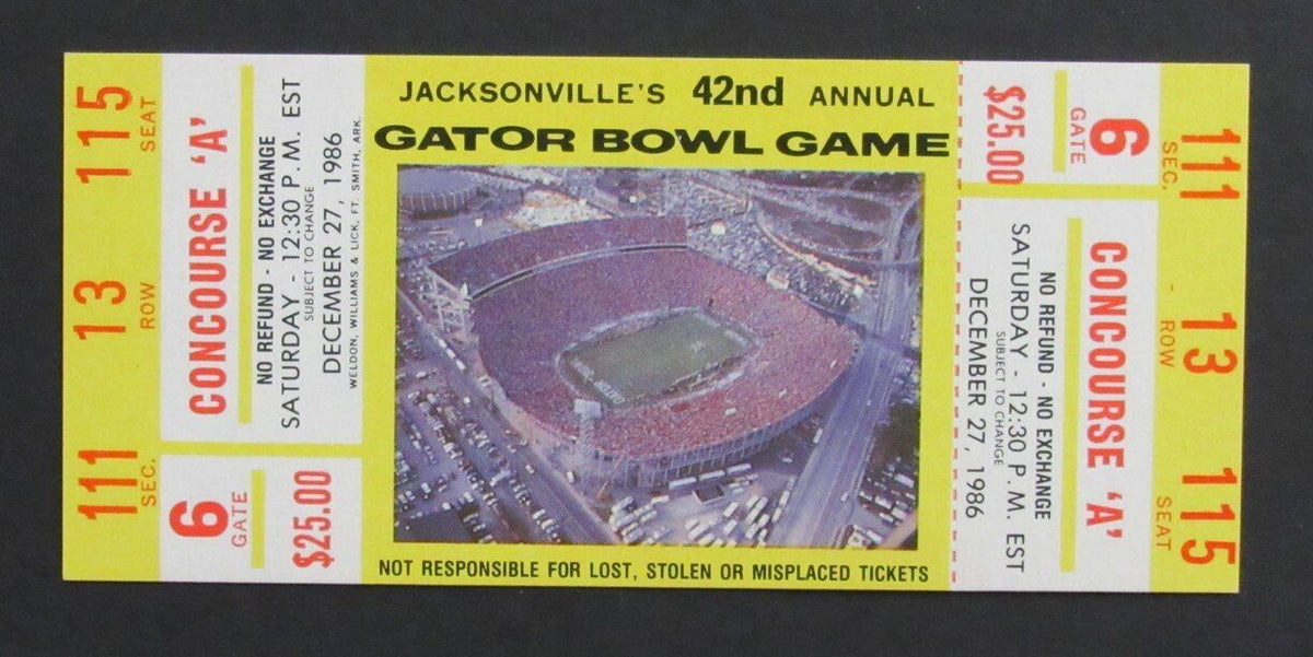 1986 Gator Bowl Football Game Full Ticket Stanford vs. Clemson