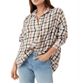 French Connection Women s Panita Org Check Shirt Brown Size X-Small