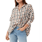 French Connection Women s Panita Org Check Shirt Brown Size X-Small