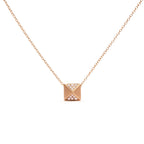 14K Yellow Gold 1/4 Cttw Diamond Matte Finished Pyramid Pendant Necklace (G-H Color, SI1-SI2 Clarity) - 18 Inches