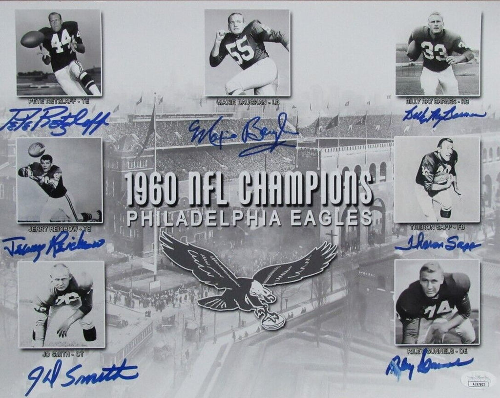 Philadelphia Eagles Multi-Autographed 1960 NFL Champions 11x14 Photo JSA 178301