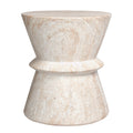 Hourglass Travertine Stone Finish Italian Design MgO Side Accent Table
