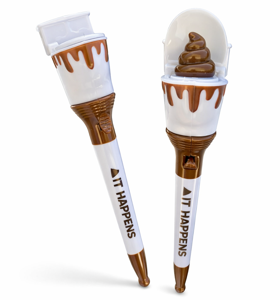 💩 "Toilet Poop Pens" – Set of 12 with Display Case