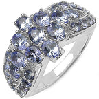 2.43 Carat Genuine Tanzanite .925 Sterling Silver Ring
