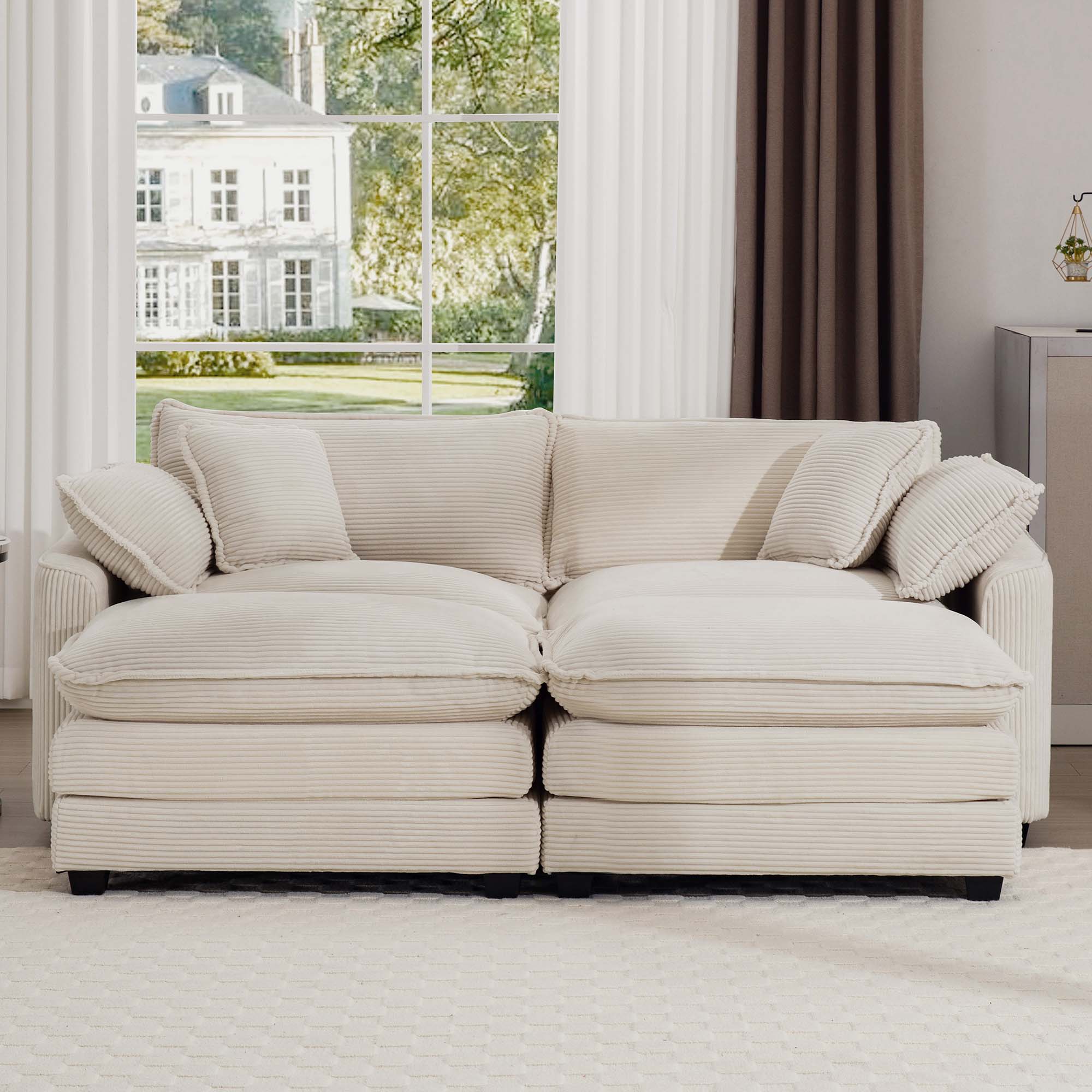 Modern Oversized Modular Cushion Sofa With Ottoman