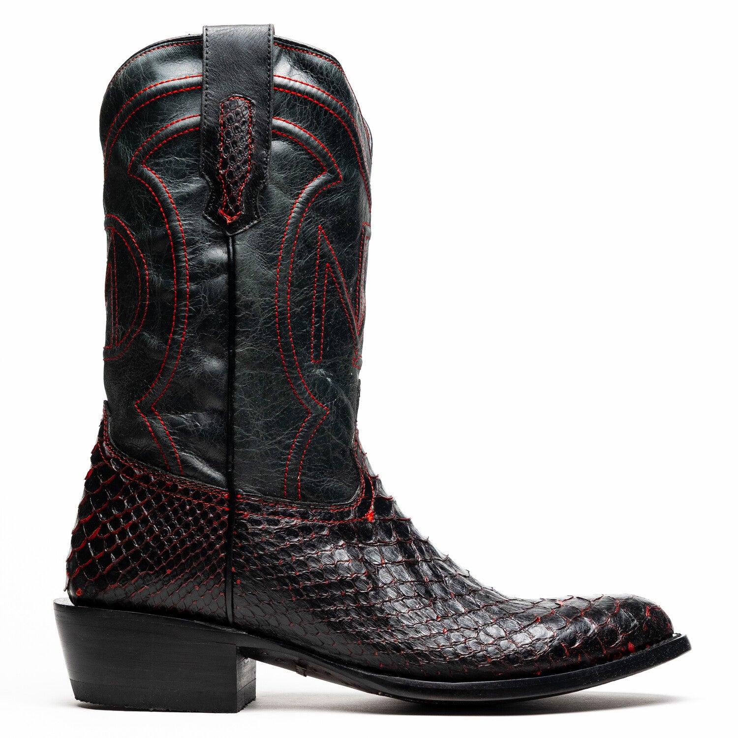 Western Collection Kansas // Python Leather Cowboy Boot // Black Cherry