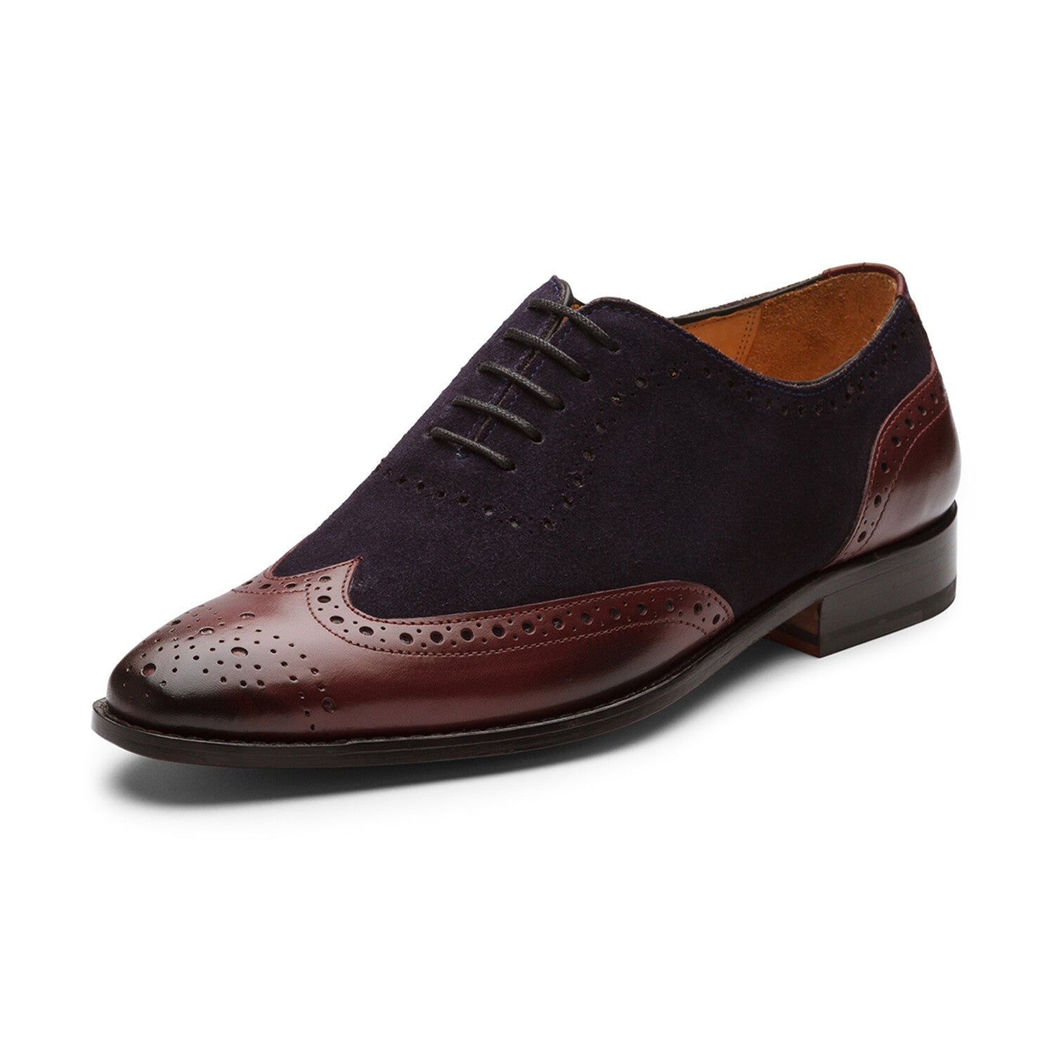 Wingtip Oxford // Burgundy + Navy Suede