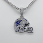 Dallas Cowboys Helmet Pendant Necklace – Sparkling Zircon Gift for Football Fans