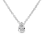 14K White Gold 1/5 Cttw Pear Shape Solitaire Diamond 18" Pendant Necklace (G-H Color, VS2-SI1 Clarity)