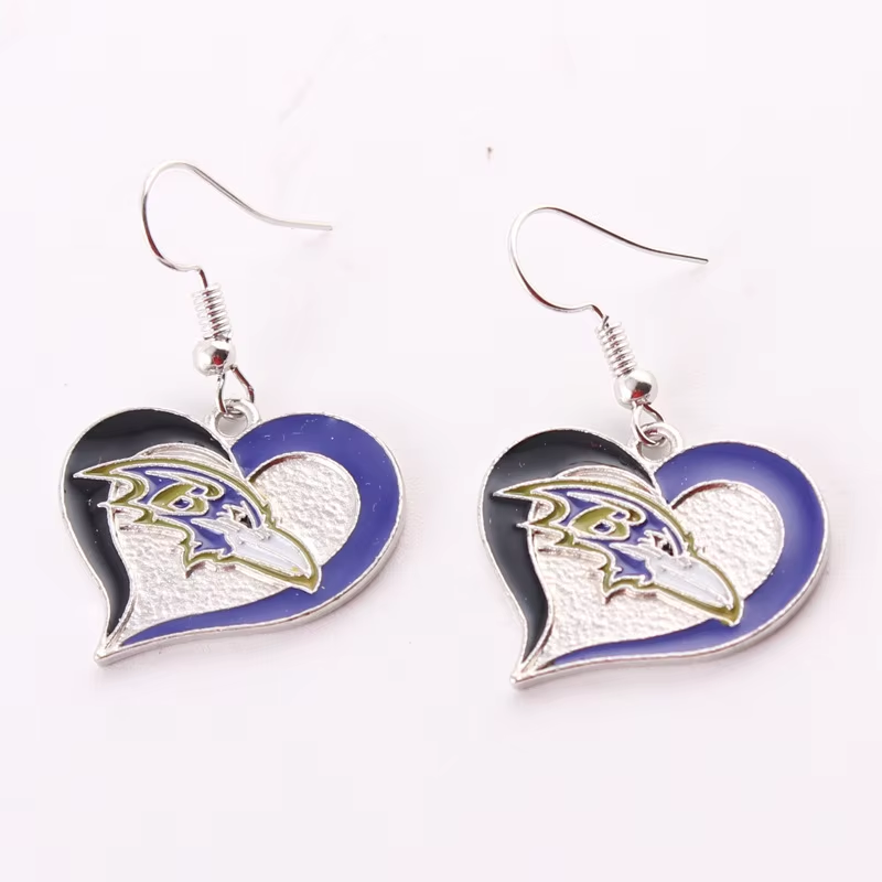 Football Team Logo Heart Earrings –  Game Day Accessories & Gift for Sports Fan