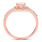 0.54 Carat Genuine Morganite and White Diamond 14K Rose Gold Ring