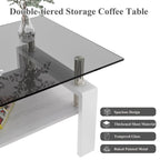 Modern Rectangular Coffee Table With Tempered Transparent