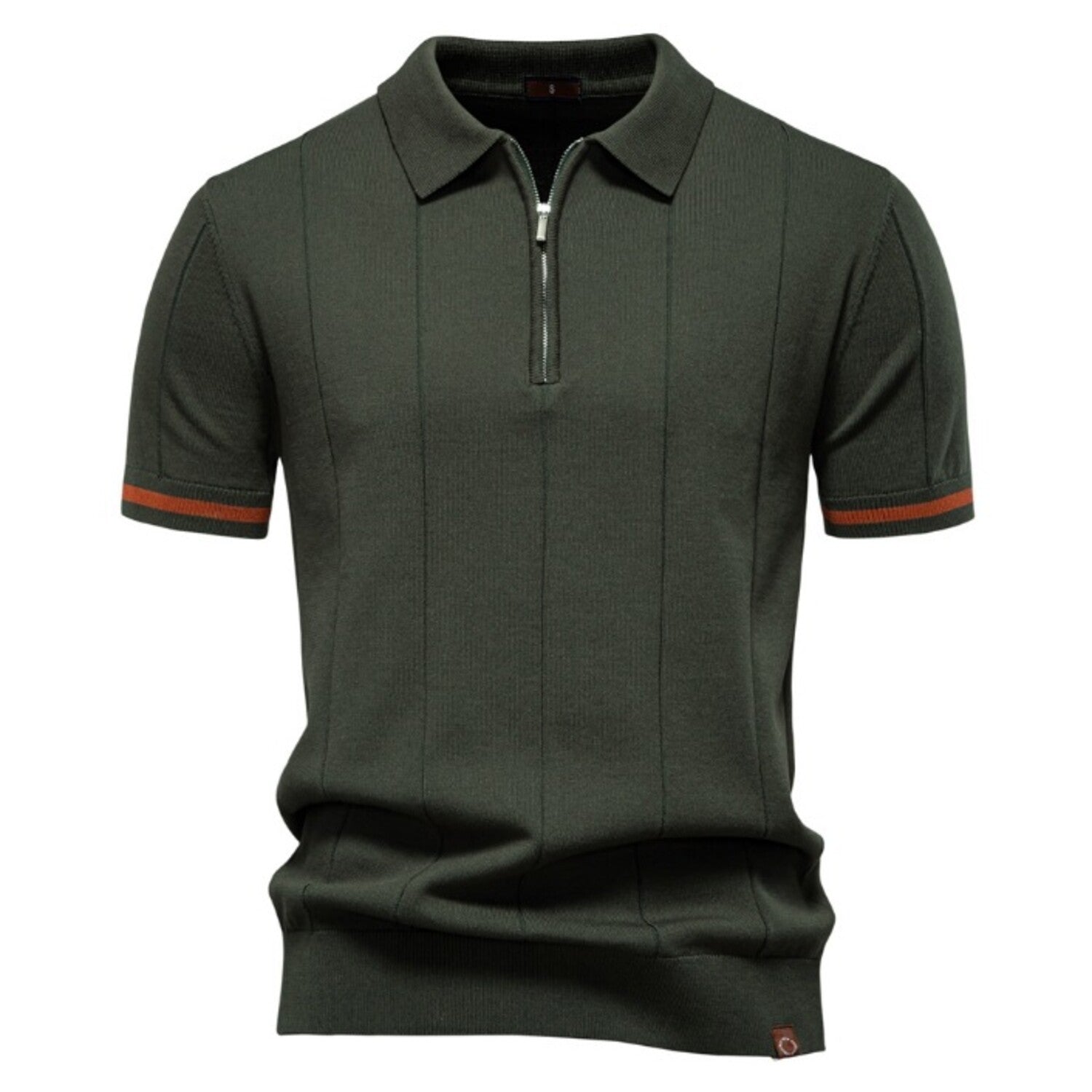 Zippered Paneled Polo T-shirt // Army green