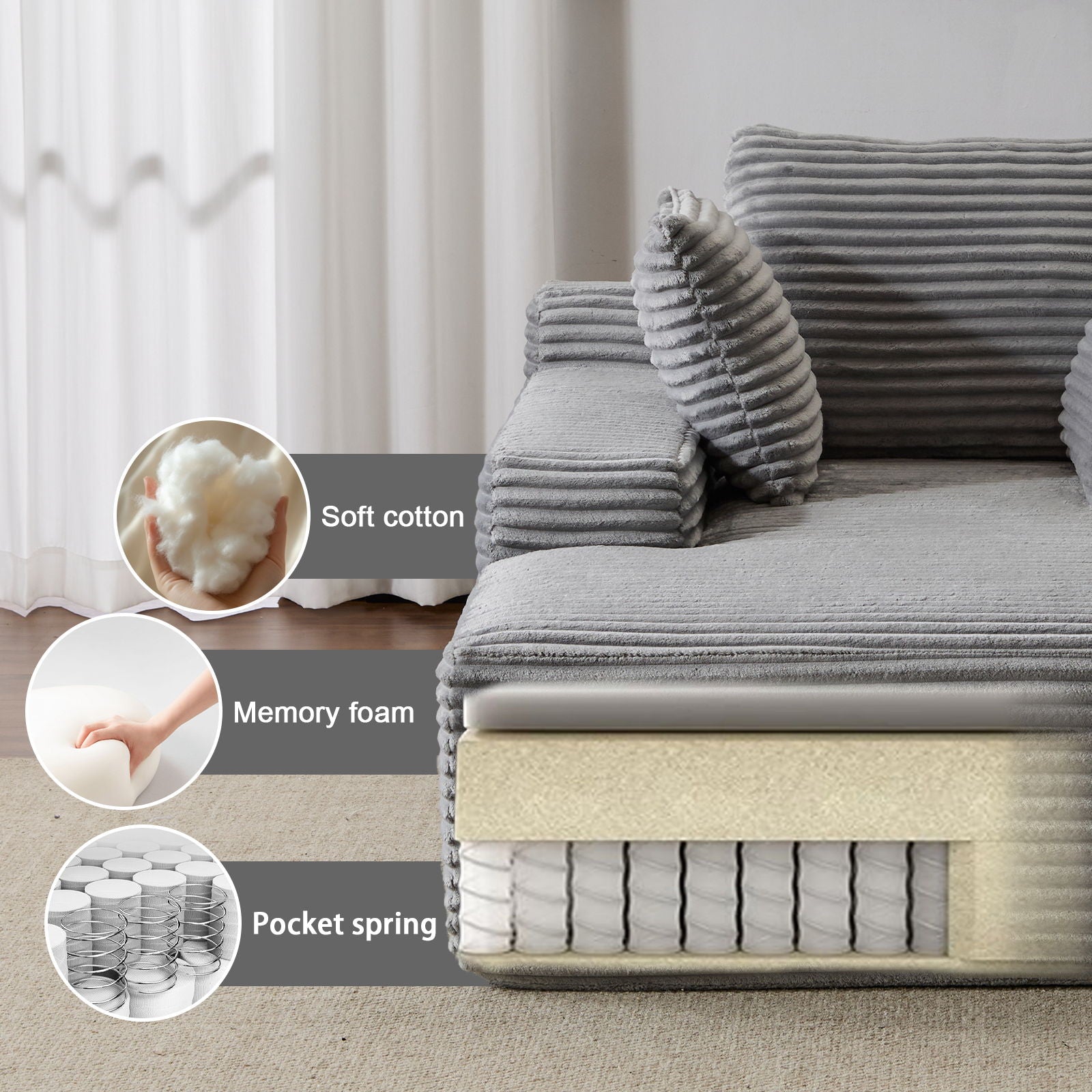 Oversized Chaise Lounge Chair Cozy Cloud Couch With 3 Throw
