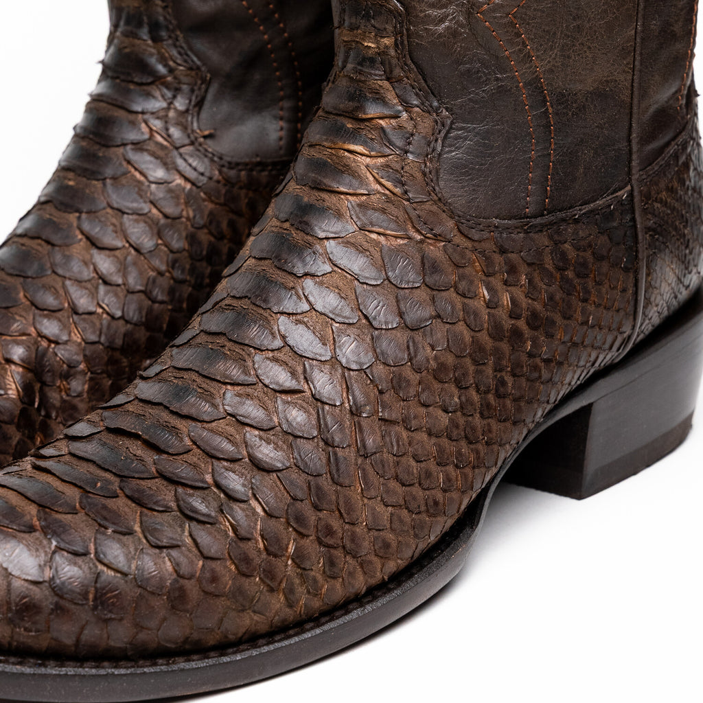 Western Collection Kansas // Python Leather Cowboy Boot // Brown